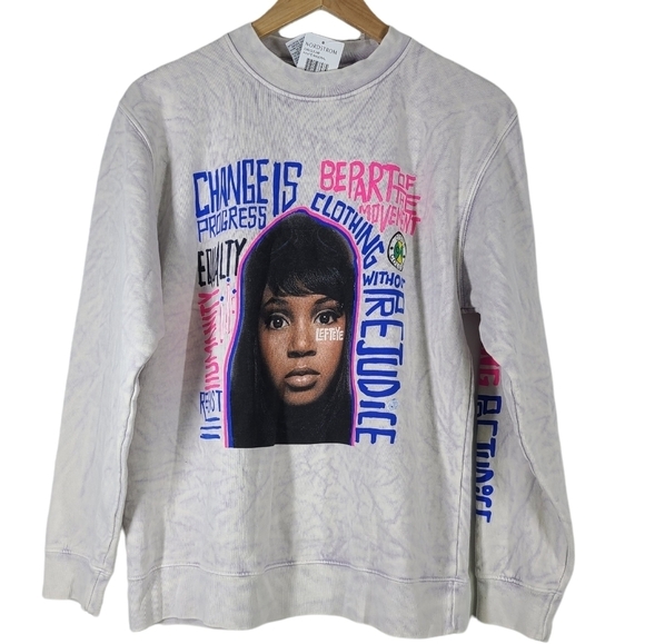 CROSS COLOURS Left Eye Message‎ Long Sleeve Cotton Blend Graphic Sweatshirt - Picture 1 of 5